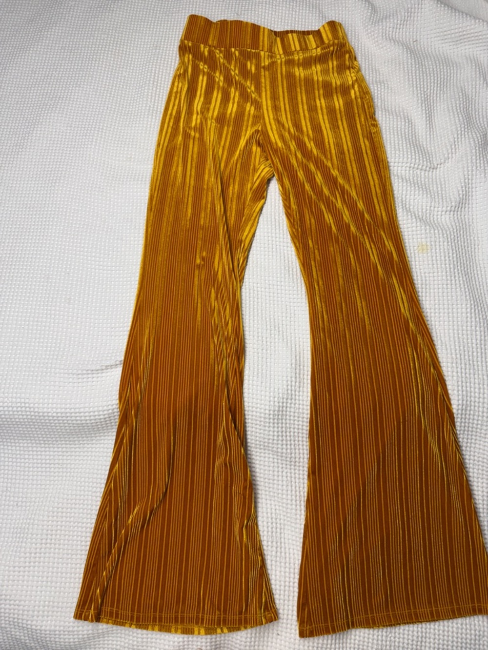 Forever 21 Mustard Yellow Velvet Flare Pants - medium